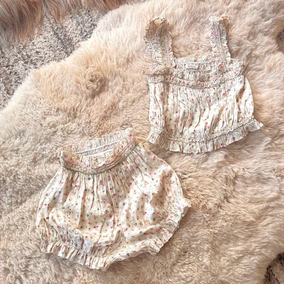 ✨🪷🍧DÔEN ‘Elle & Dew’ Silk Cottage Breeze Floral Embroidered Loungewear Set XS✨ - Picture 6 of 17